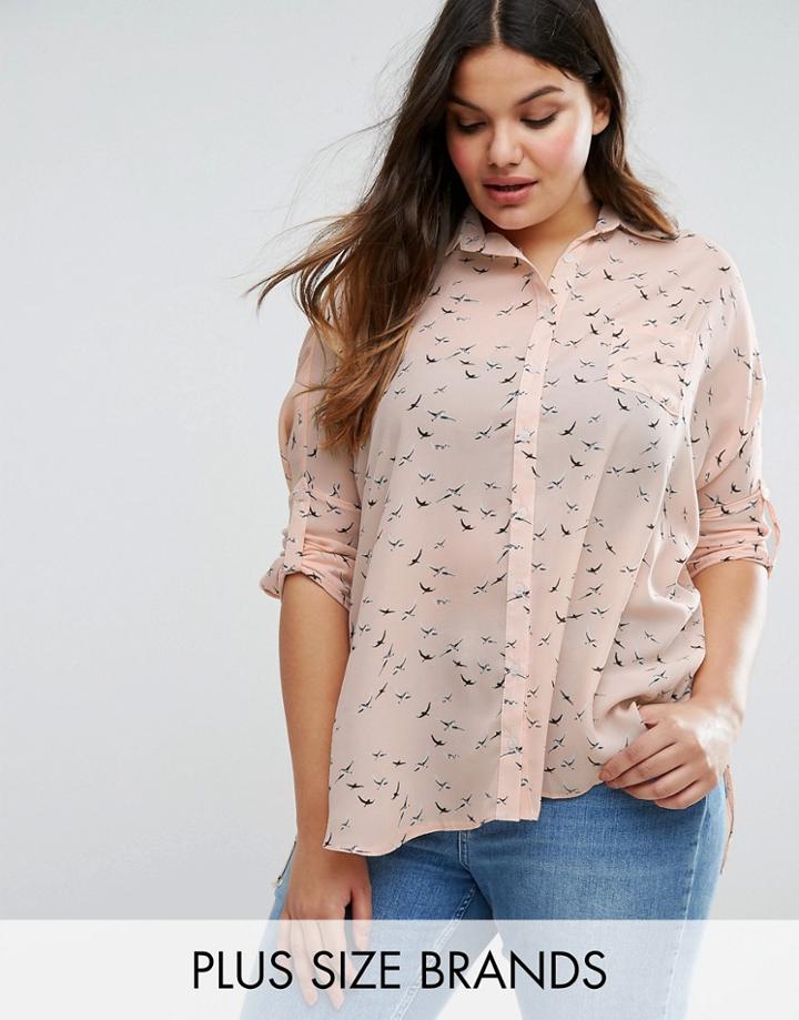 Koko Plus Shirt In Bird Print - Cream