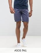Asos Tall Slim Chino Shorts In Vindigo - Blue