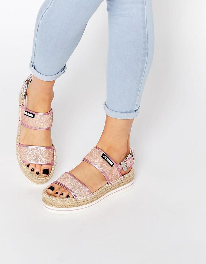 Love Moschino Glitter Love Moschino Espadrille Sandals - Pink