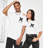 Collusion Unisex Logo Cotton T-shirt In White - White