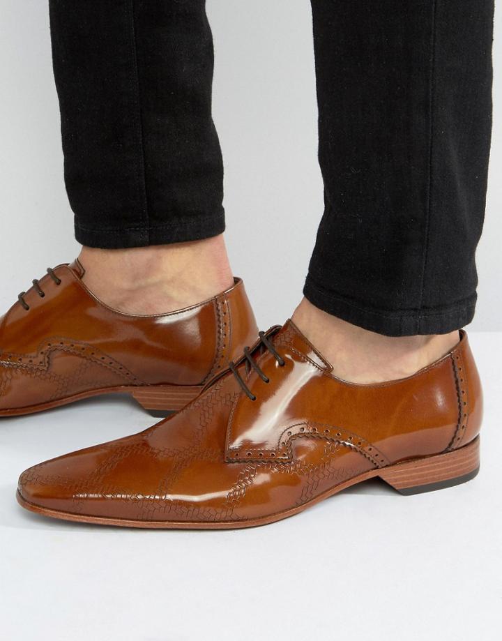 Jeffery West Escobar Diamond Embossed Derby Shoes - Brown