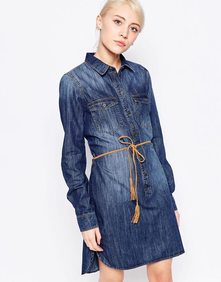 Only Denim Shirt Dress - Medium Blue