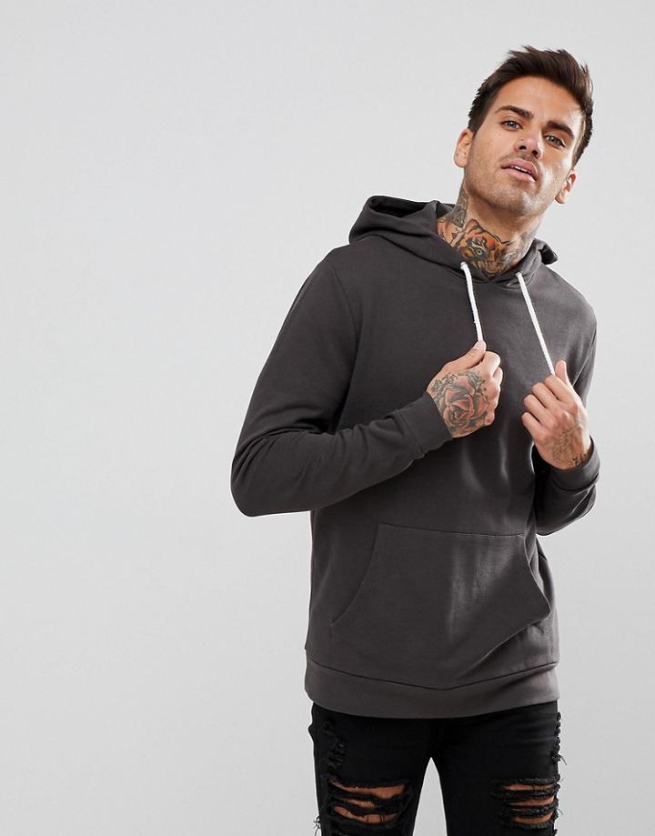 Asos Hoodie In Washed Black - Black