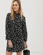 Angel Eye Bird Print Shirt Dress - Navy