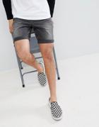 Asos Denim Shorts In Slim Washed Black With Abrasions - Black