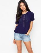 Deby Debo Vicomte Top With Broderie Detail - Navy