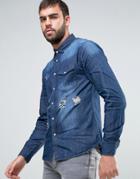 Dead Vintage Distressed And Washed Denim Shirt - Blue