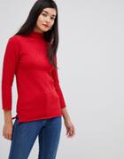 French Connection Molly Mozart High Neck Waffle Knit Sweater-red