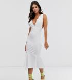 Asos Design Tall Lace Top Bandage Midi Dress-white