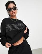 Asos Weekend Collective Oversized Sweatshirt With Hotfix Logo In Black