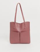 Claudia Canova Unlined Double Pocket Shopper In Rose - Pink