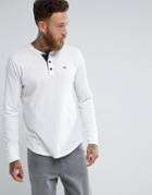 Hollister Long Sleeve Top Henley Icon Logo Slim Fit In White - White