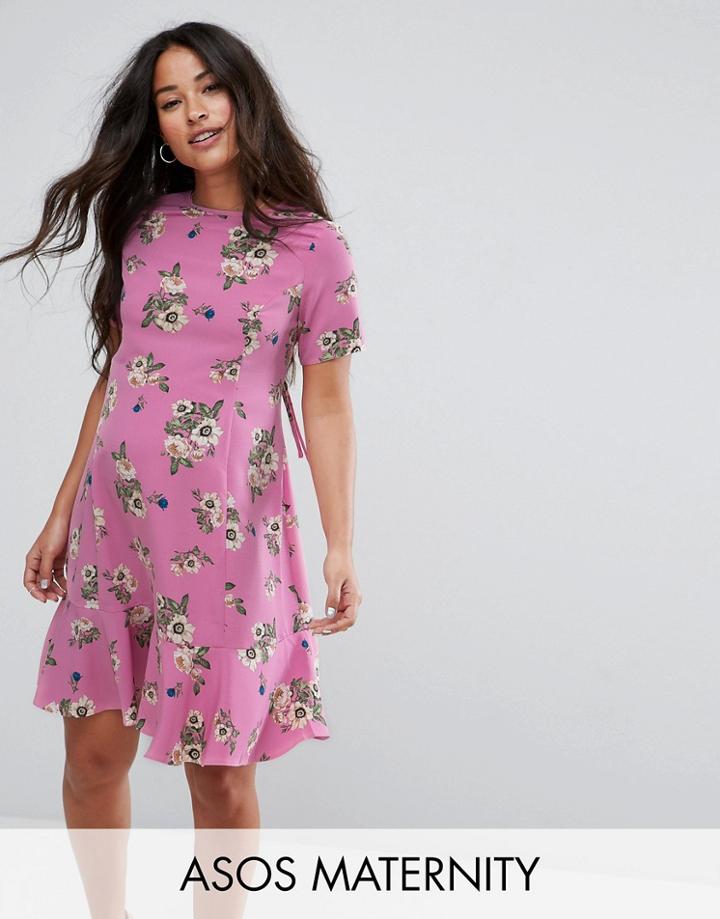 Asos Maternity Floral Tea Dress - Pink