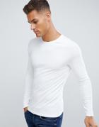 Burton Menswear Long Sleeve Muscle Fit T-shirt In White - White