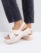 Asos Faint Bow Chunky Flat Sandals - Beige