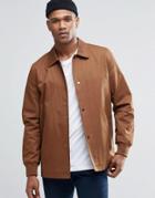 Asos Cotton Coach Jacket In Tan - Tan