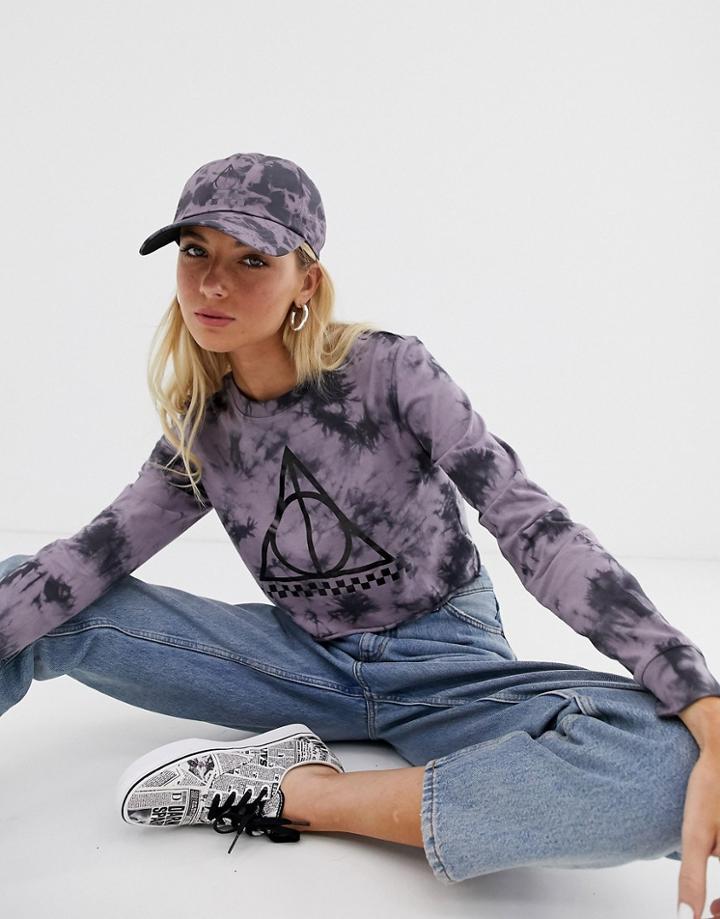 Vans X Harry Potter Deathly Hallows Cloak Wash Crop Top In Black