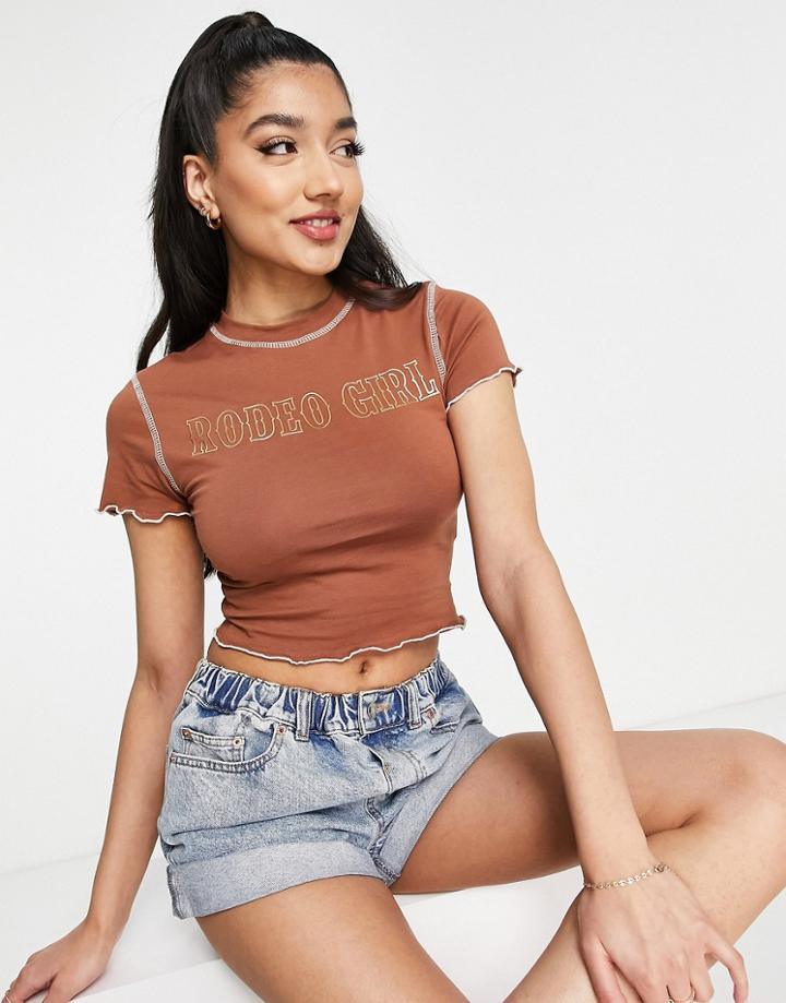 Stradivarius Western Rodeo 90s Tee In Rust-copper