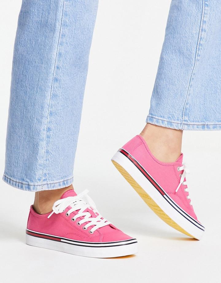 Tommy Jeans Lace Up Sneakers In Pink