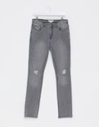 Another Influence Skinny Noa Jeans In Gray With Knee Rip-grey