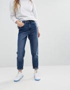 Waven Elsa Mom Jeans In Dark Blue - Blue