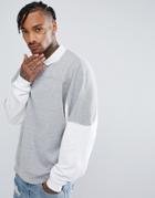 Asos Oversized Rugby Sweatshirt With Cut & Sew - Gray