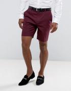Asos Slim Mid Length Smart Short In Purple - Purple