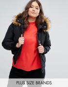 Koko Plus Jacket With Faux Fur Collar - Black