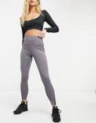 South Beach Performance Leggings With Mesh Inserts In Gray-brown
