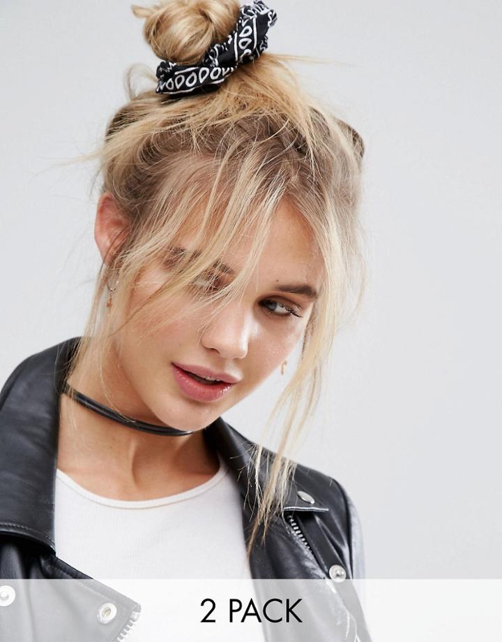 Asos Pack Of 2 Paisley Hair Ties - Multi
