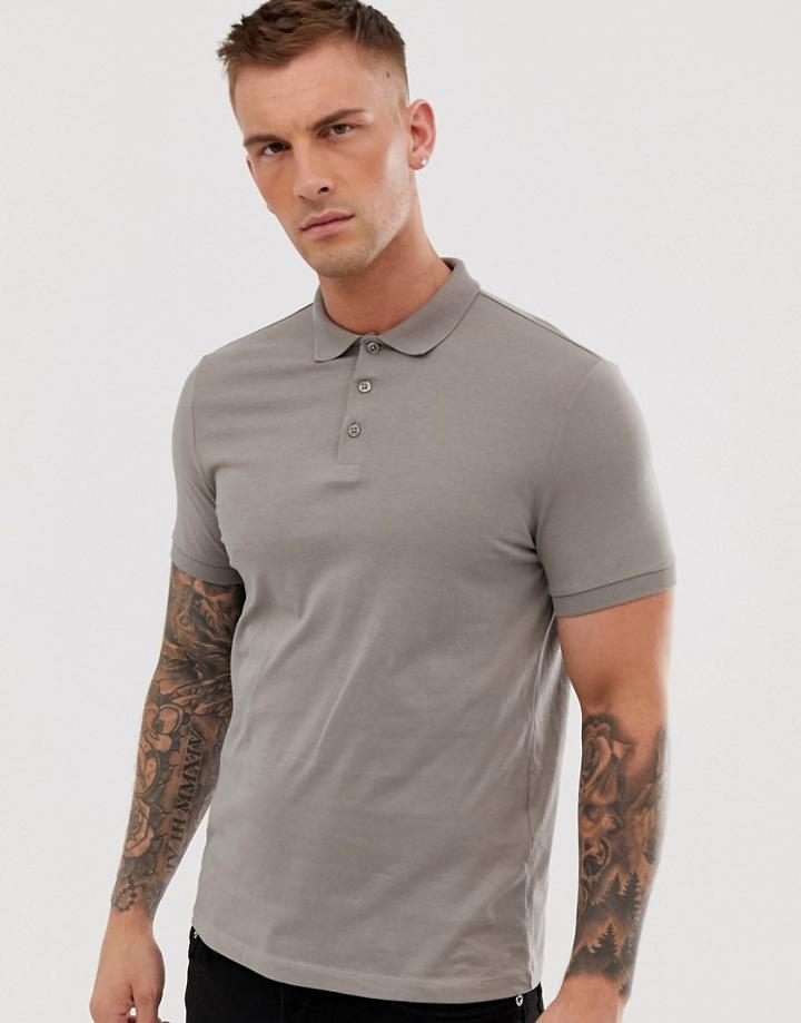 Asos Design Organic Polo In Jersey In Beige