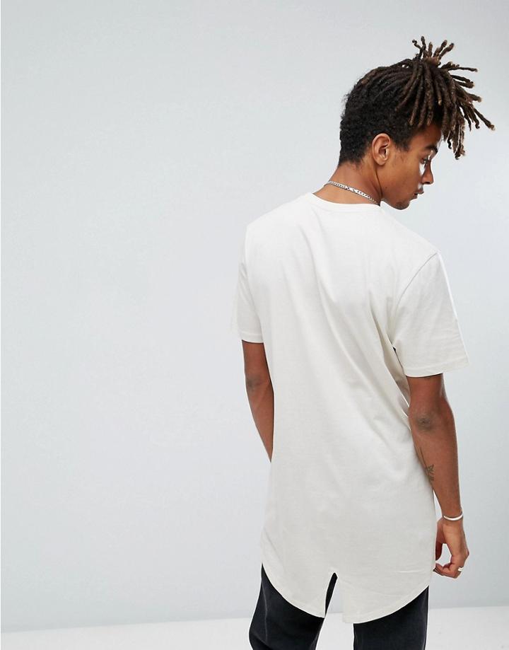 Asos Super Longline T-shirt With Fish Tail Split Hem - Beige