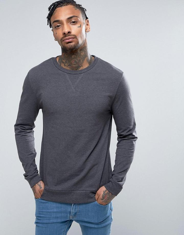 Asos Muscle Sweatshirt In Charcoal Marl - Gray