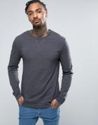 Asos Muscle Sweatshirt In Charcoal Marl - Gray