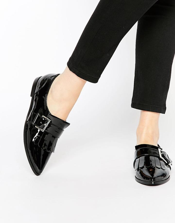 Asos Memo Fringe Flat Shoes - Black