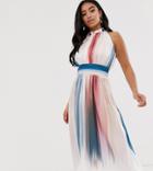Little Mistress Petite Pleated Printed Midi Dress-multi
