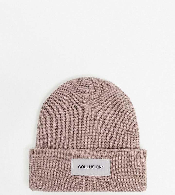 Collusion Unisex Beanie In Dusty Pink