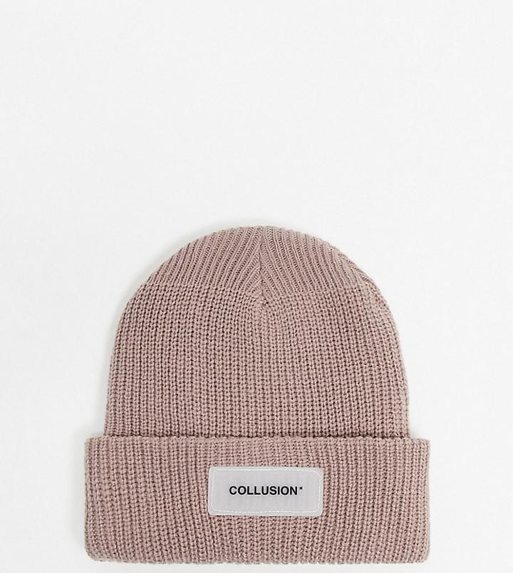 Collusion Unisex Beanie In Dusty Pink