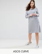 Asos Curve Sweater Dress In Ripple Stitch - Gray