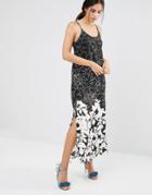 Daisy Street A Line Maxi Dress In Mono Illustrated Floral Print