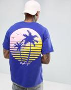New Love Club Palm Tree Back Print T-shirt - Blue