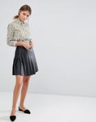 Oasis Leather Look Pleated Mini Skirt - Black