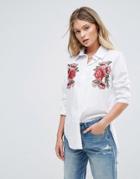 Parisian Floral Embroidered Shirt - White