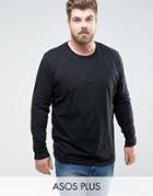 Asos Plus Longline Long Sleeve T-shirt With Crew Neck - Black