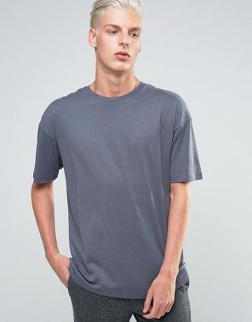 Adpt T-shirt With Crew Neck In Boxy Fit - Navy