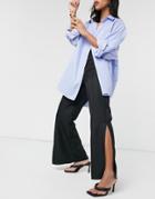 Asos Design Clean Slit Side Wide Leg Pant In Black