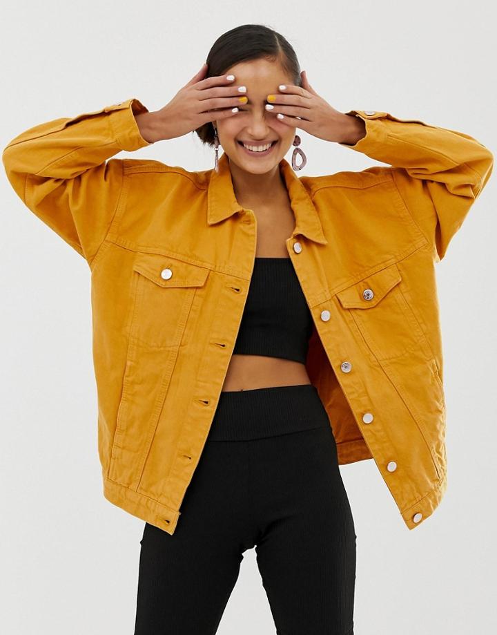 Monki Oversized Denim Jacket With Organic Cotton In Mustard - Yellow