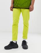 Asos Design Slim Jeans In Neon Green - Orange