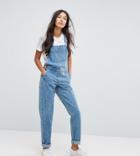 Asos Tall Denim Overall In Midwash Blue - Blue
