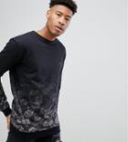 Noose & Monkey Tall All Over Printed Sweat - Black
